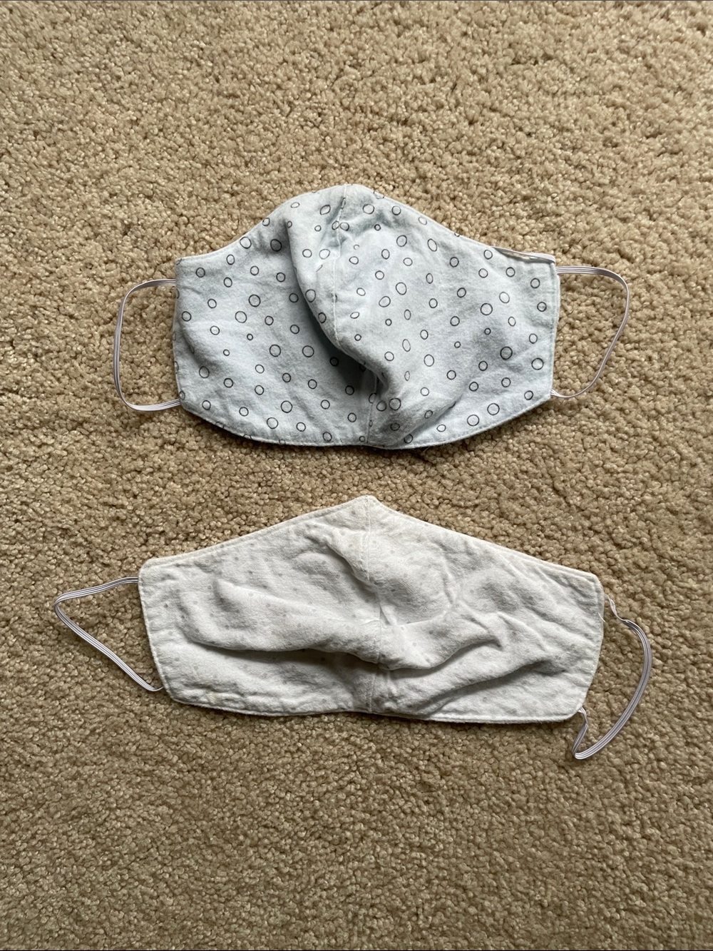 Reusable Gray & White Cotton Face Masks - Set of 2